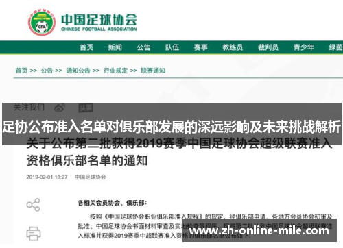 足协公布准入名单对俱乐部发展的深远影响及未来挑战解析